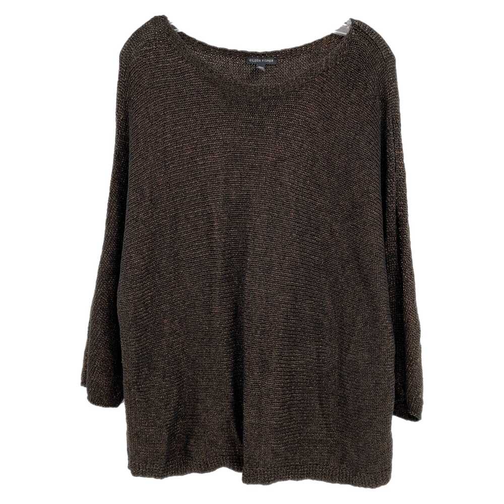 Eileen Fisher Black Brown Knit Cold Shoulder Sweater 3/4 Sleeve | Womens XL